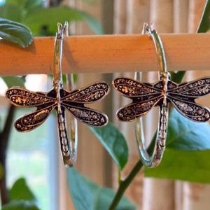 Lucky Brand gently used Dragonfly Hoop Earrings IN STOCK & READY TO SHIP!